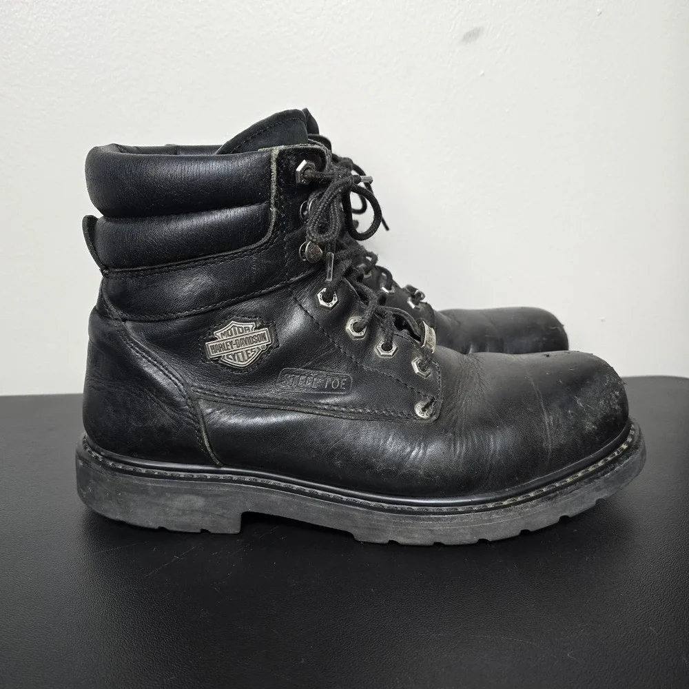 Harley Davidson Boots Mens‎ 12 Black Steel Toe Crankshaft Leather Biker 91013